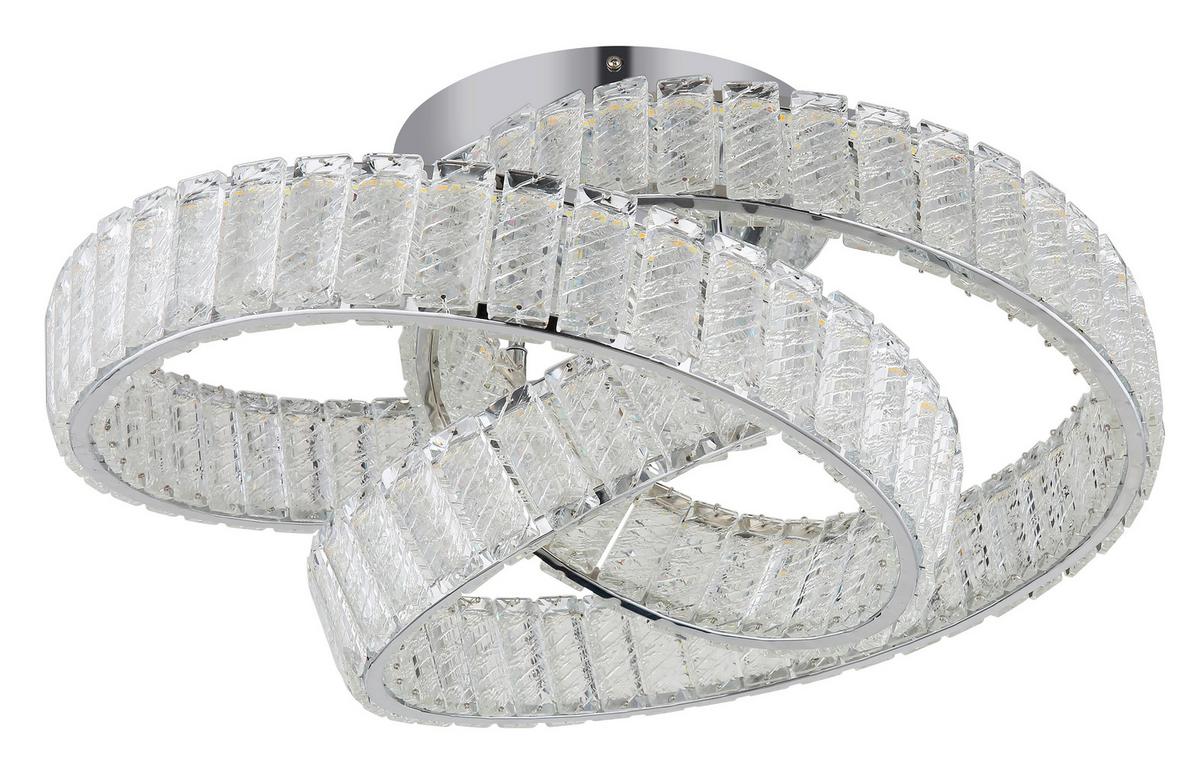 LED-DECKENLEUCHTE 67162D MUCKY - Klar/Chromfarben, Konventionell, Glas/Metall (60/26cm) - Globo