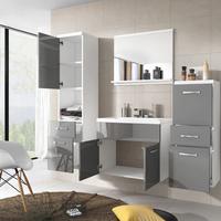 Badmöbel-Set 5-tlg. Alba ca. 140 cm Weiß matt/ Grau - Weiß/Grau, LIFESTYLE, Holzwerkstoff/Metall (120cm) - P & B