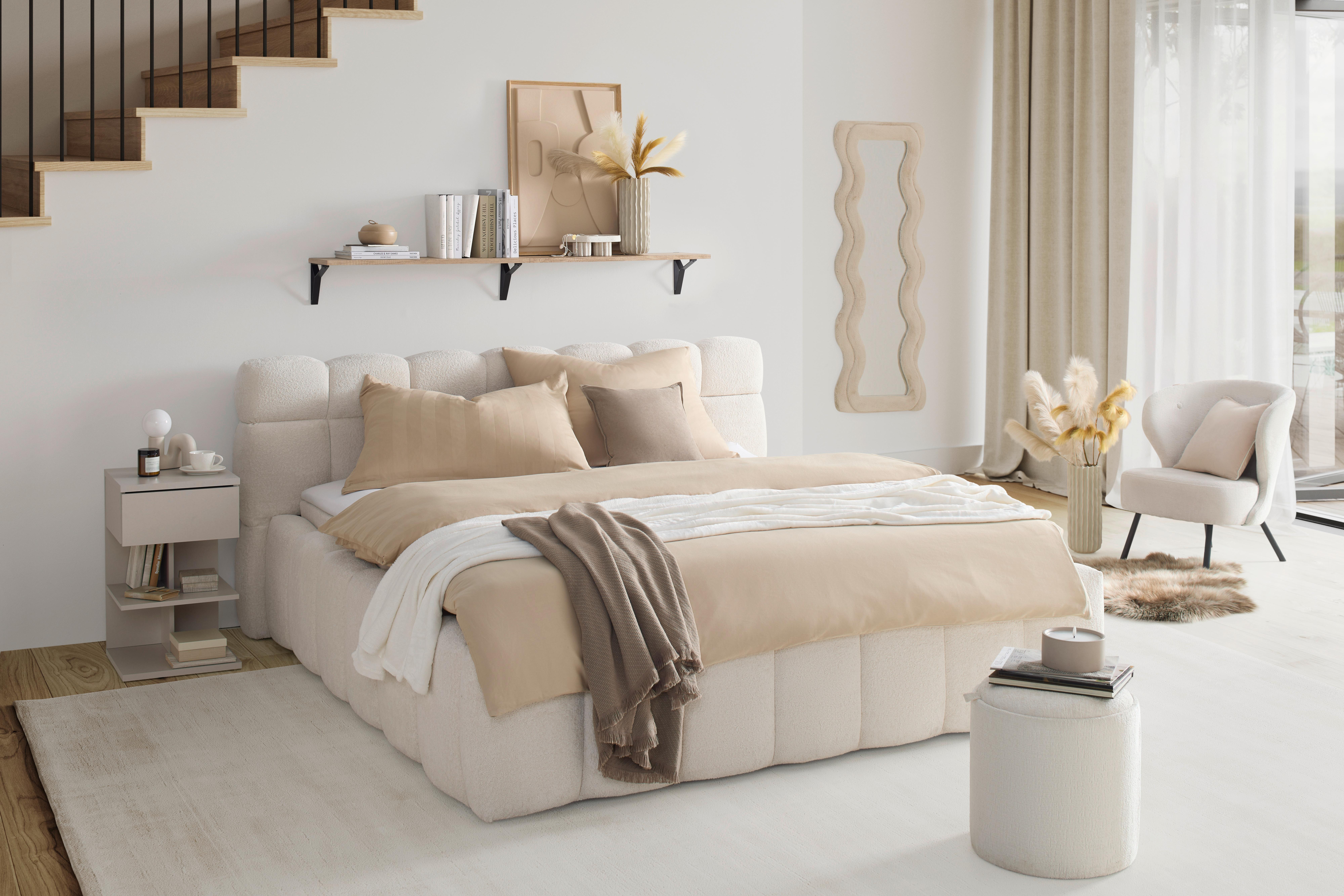 Polsterbett Monte Beige ca. 180x200cm - Beige/Schwarz, KONVENTIONELL, Kunststoff/Textil (180/200cm) - Based