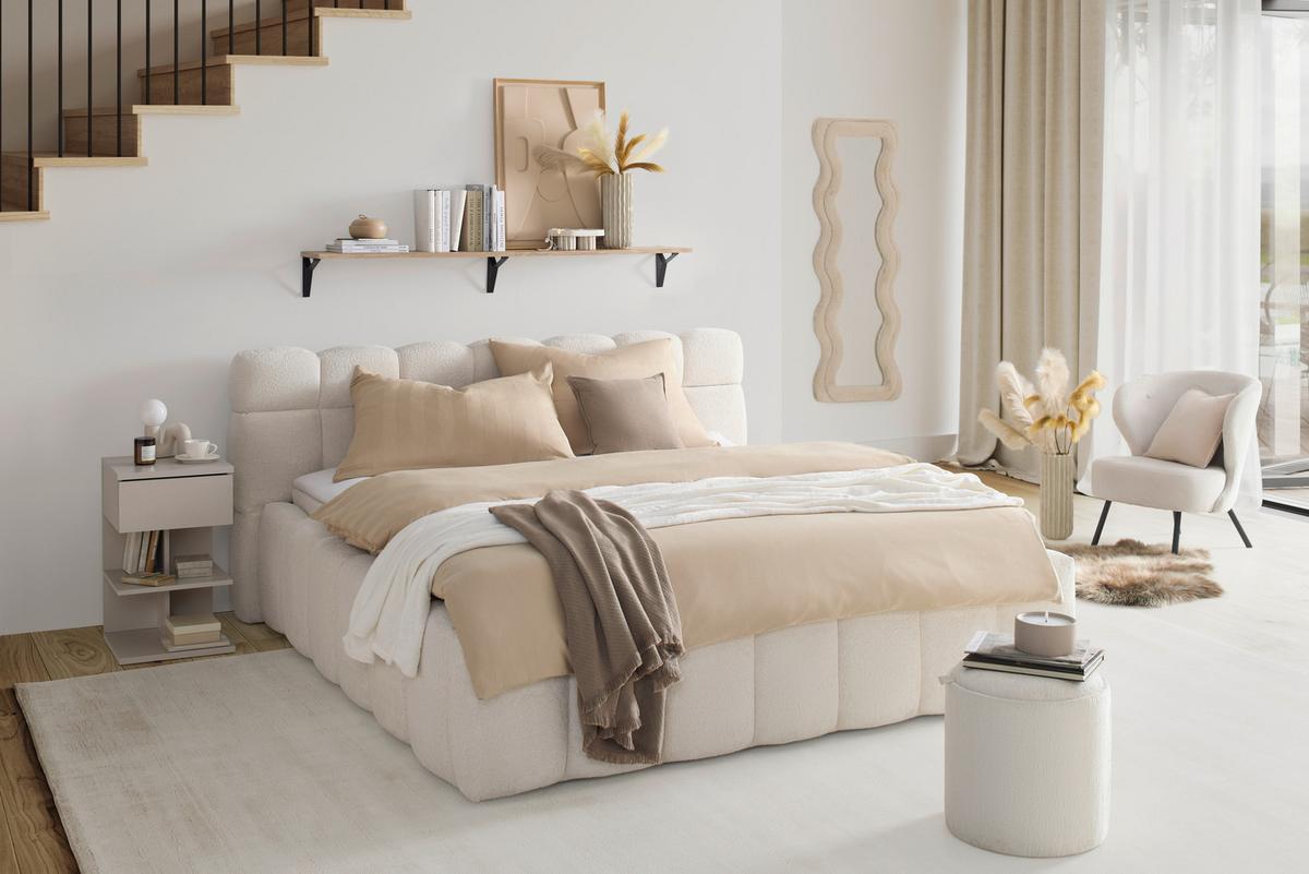 Polsterbett Monte Beige ca. 200x200cm - Beige/Schwarz, KONVENTIONELL, Kunststoff/Textil (200/200cm) - Based