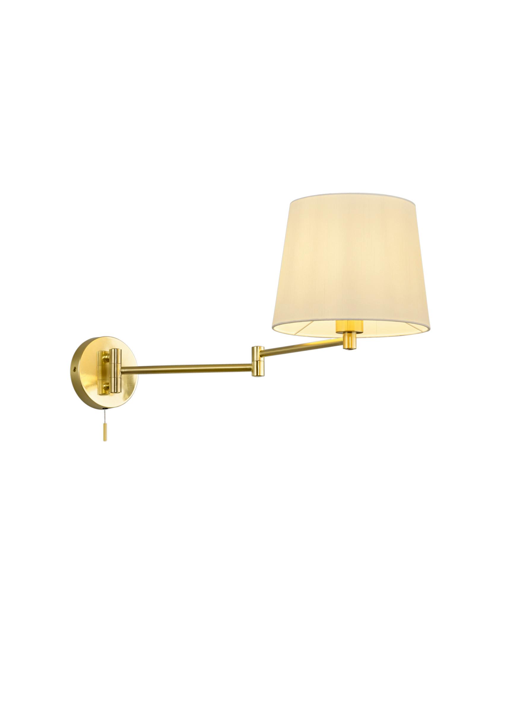 Wandleuchte Lyon Weiß/Messingfarben max. 60Watt - Messingfarben/Weiß, KONVENTIONELL, Textil/Metall (32,5/25,5/69cm) - Trio Leuchten