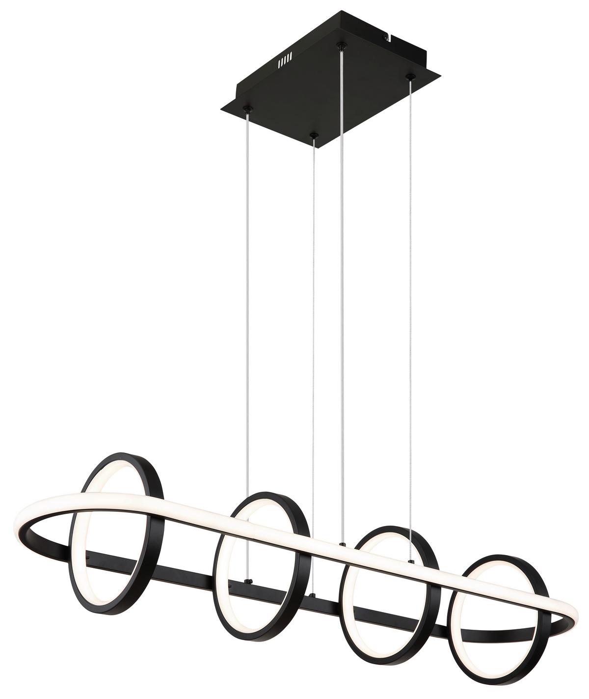 LED-HÄNGELEUCHTE 67194-60R - Opal/Schwarz, Design, Kunststoff/Metall (90/28/120cm) - Globo
