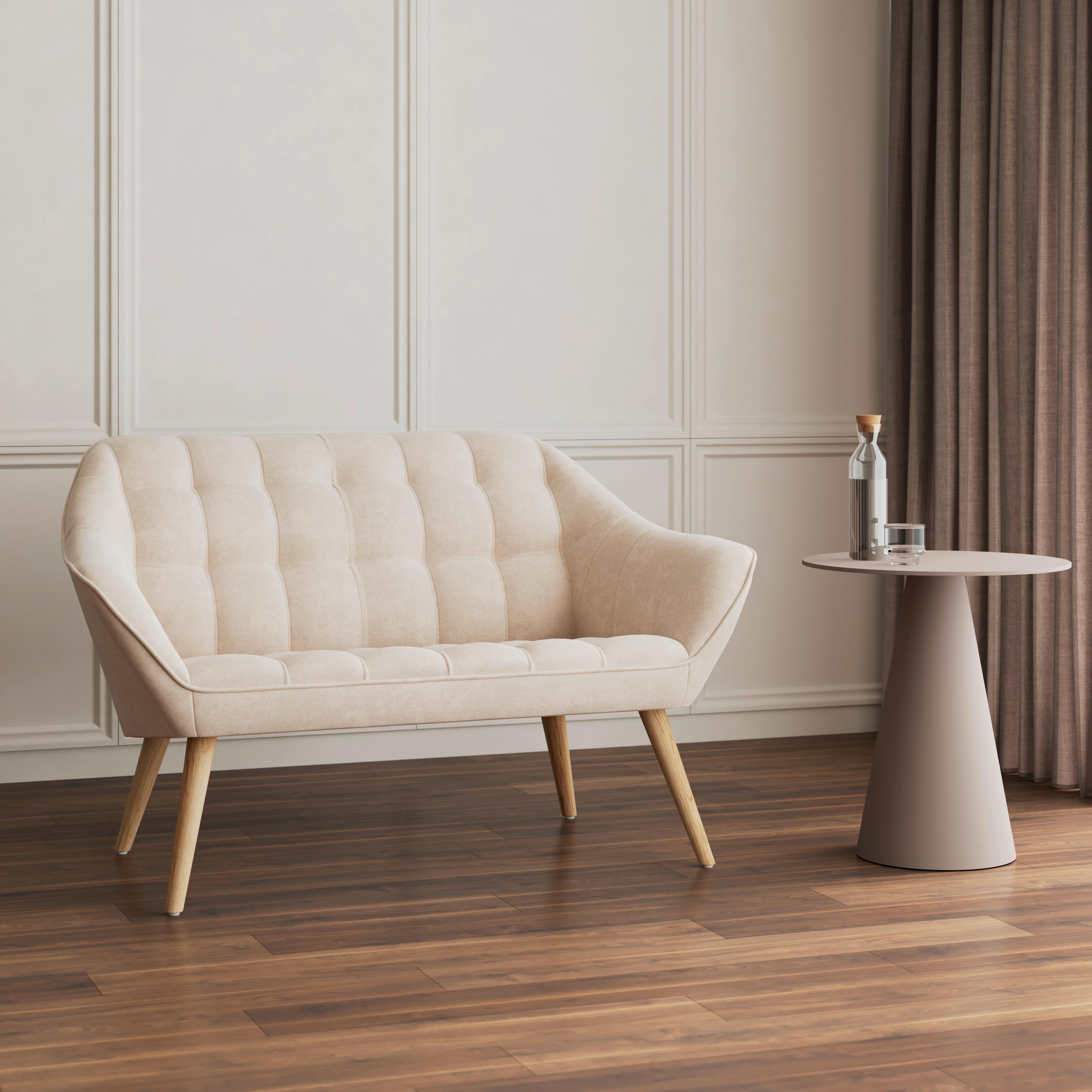 Dvosed Monique, Bež - bež/naravne barve, Moderno, kovina/tekstil (126/74/76cm) - Bessagi Home