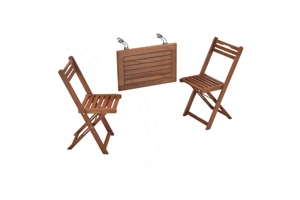 Gartentischgruppe Porto Holz 3-tlg. - Eukalyptusholzfarben, KONVENTIONELL, Holz - Gardenson