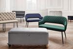 Sitzbank mit Stauraum, blau, "Ella", Samt - Blau/Schwarz, MODERN, Holz/Textil (124/48/43cm) - Bessagi Home