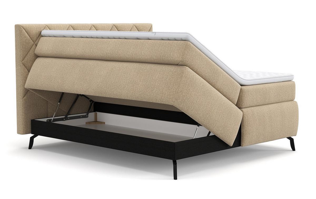 Boxspring Ágy Emily - homok, Modern, faalapú anyag/textil (180/200cm)