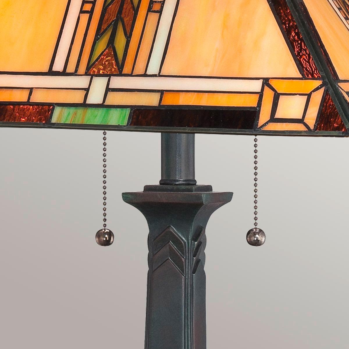 Asztali Lámpa Qz-Navajo-Tl-Vb - sötétbarna/többszínű, Konventionell, üveg/természetes anyagok (40.6/63,1cm) - Elstead Lighting