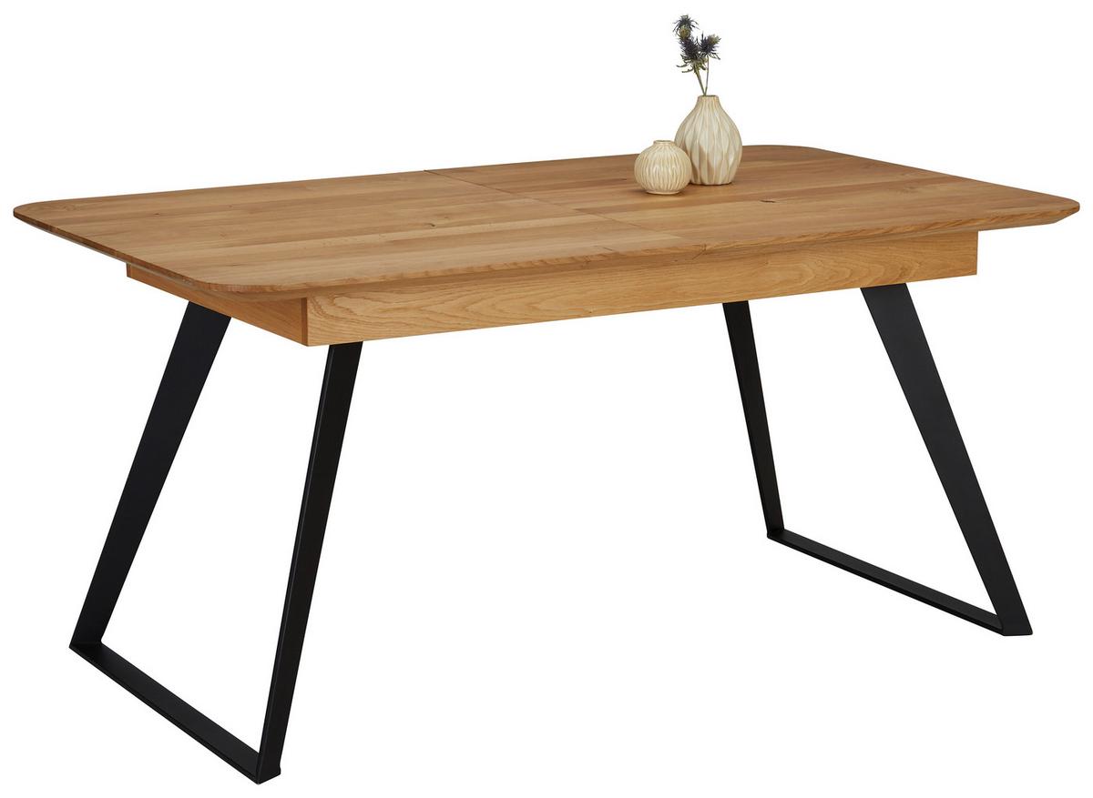 Ausziehtisch aus Eiche Massiv - Schwarz, Modern, Holz (160-210/90/76cm) - Zandiara