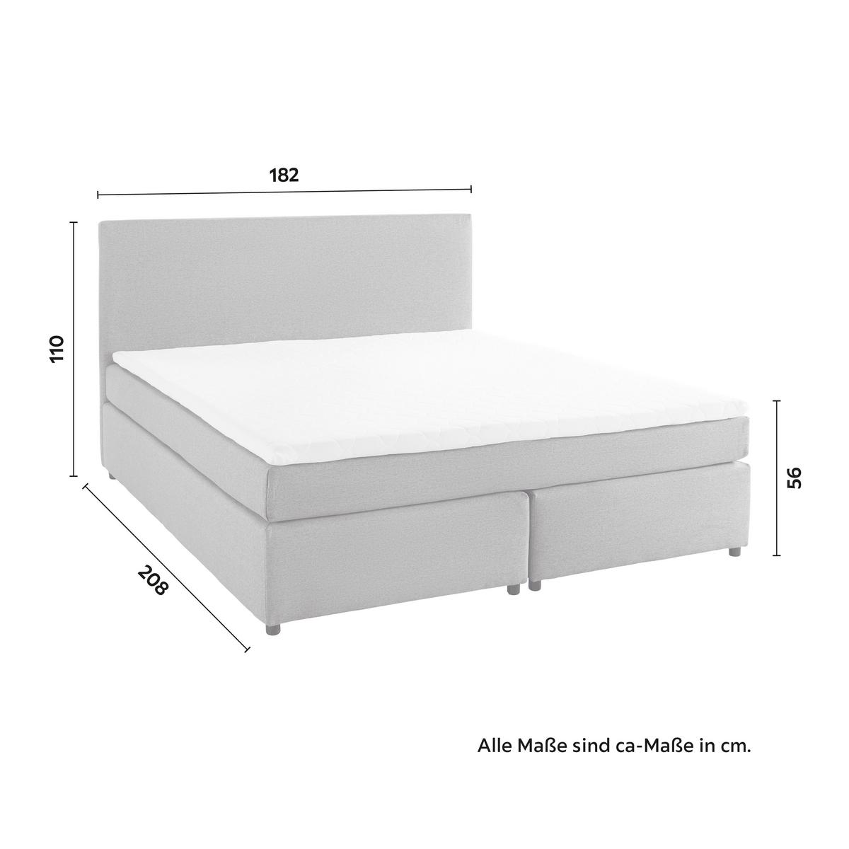 Boxbett Florinda ca. 180x200 cm Grau mit Topper - Schwarz/Grau, Modern, Holz/Kunststoff (180/200cm) - Bessagi Home