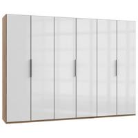Drehtürenschrank ca. 300 cm Level 36D Weiß/Eiche Dekor - Chromfarben/Weiß Hochglanz, MODERN, Holzwerkstoff (300/216/58cm) - MID.YOU