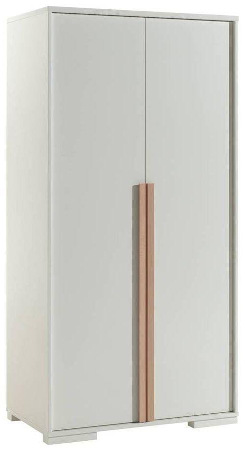 Drehtürenschrank B: 98,5 cm London Weiß - Buchefarben/Weiß, MODERN, Holz/Holzwerkstoff (98,5/195,2/56cm) - MID.YOU