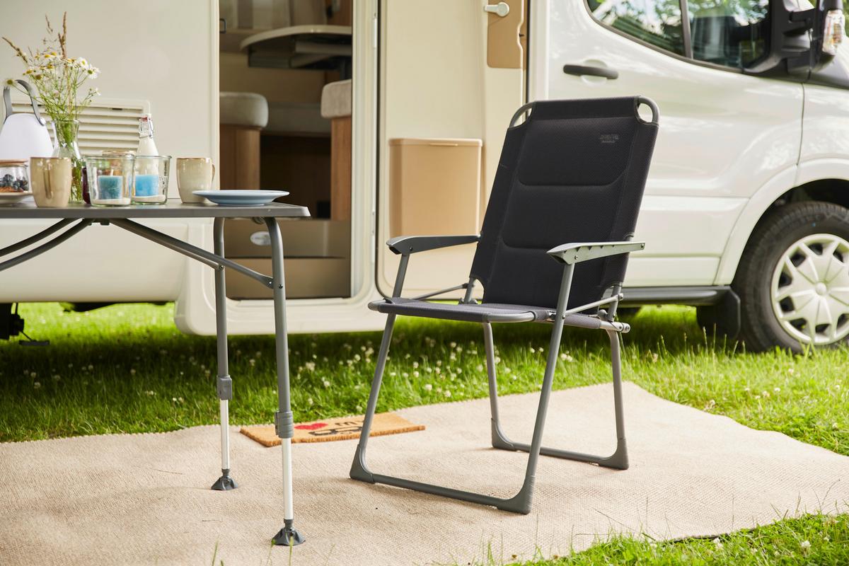 Campingstuhl klappbar mit Arlehnen Dunkelblau Premium - Anthrazit/Dunkelblau, KONVENTIONELL, Textil/Metall (58/100/68cm) - Siena Garden