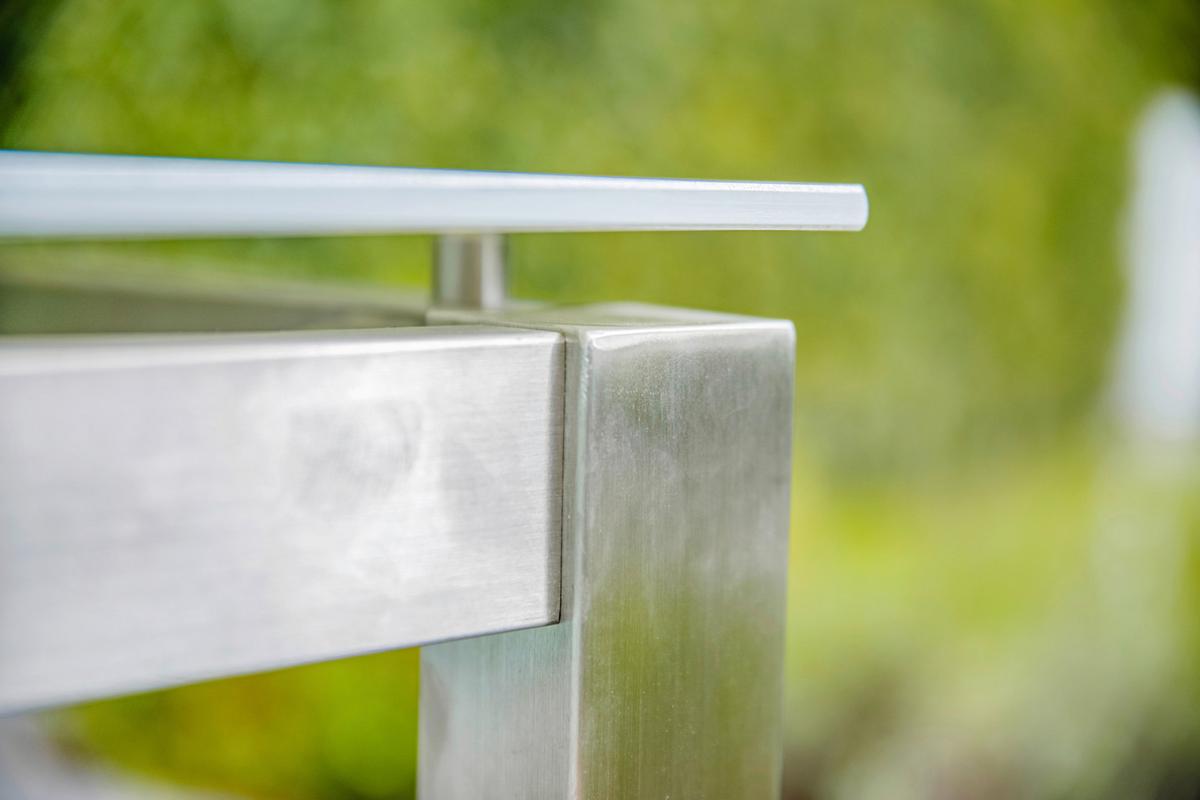 Gartengarnitur 5-tlg. Sydney Edelstahl - Silberfarben/Teakfarben, MODERN, Glas/Holz - Gardenson