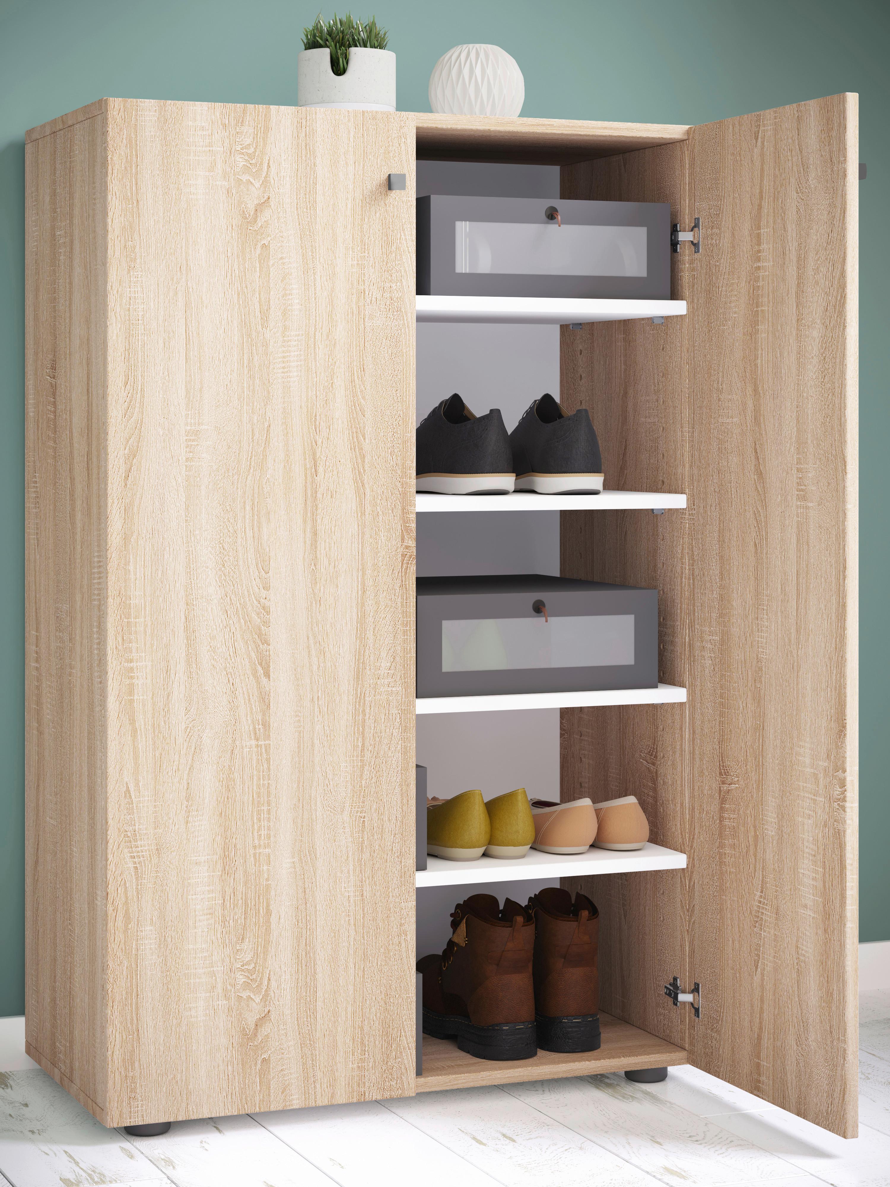 Schuhschrank LONA Sonoma Eiche ca. 70x110x39cm - Silberfarben/Schwarz, Design, Holzwerkstoff/Kunststoff (70/110/39cm) - MID.YOU