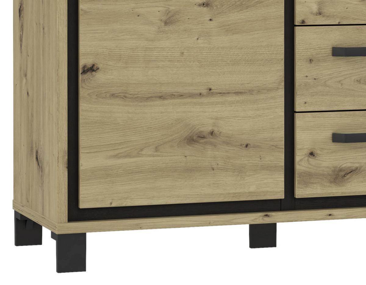 Kommode "Trondheim" , Schwarz, Eiche - Eichefarben/Schwarz, MODERN, Holzwerkstoff/Kunststoff (138,4/91,2/41,5cm) - MID.YOU