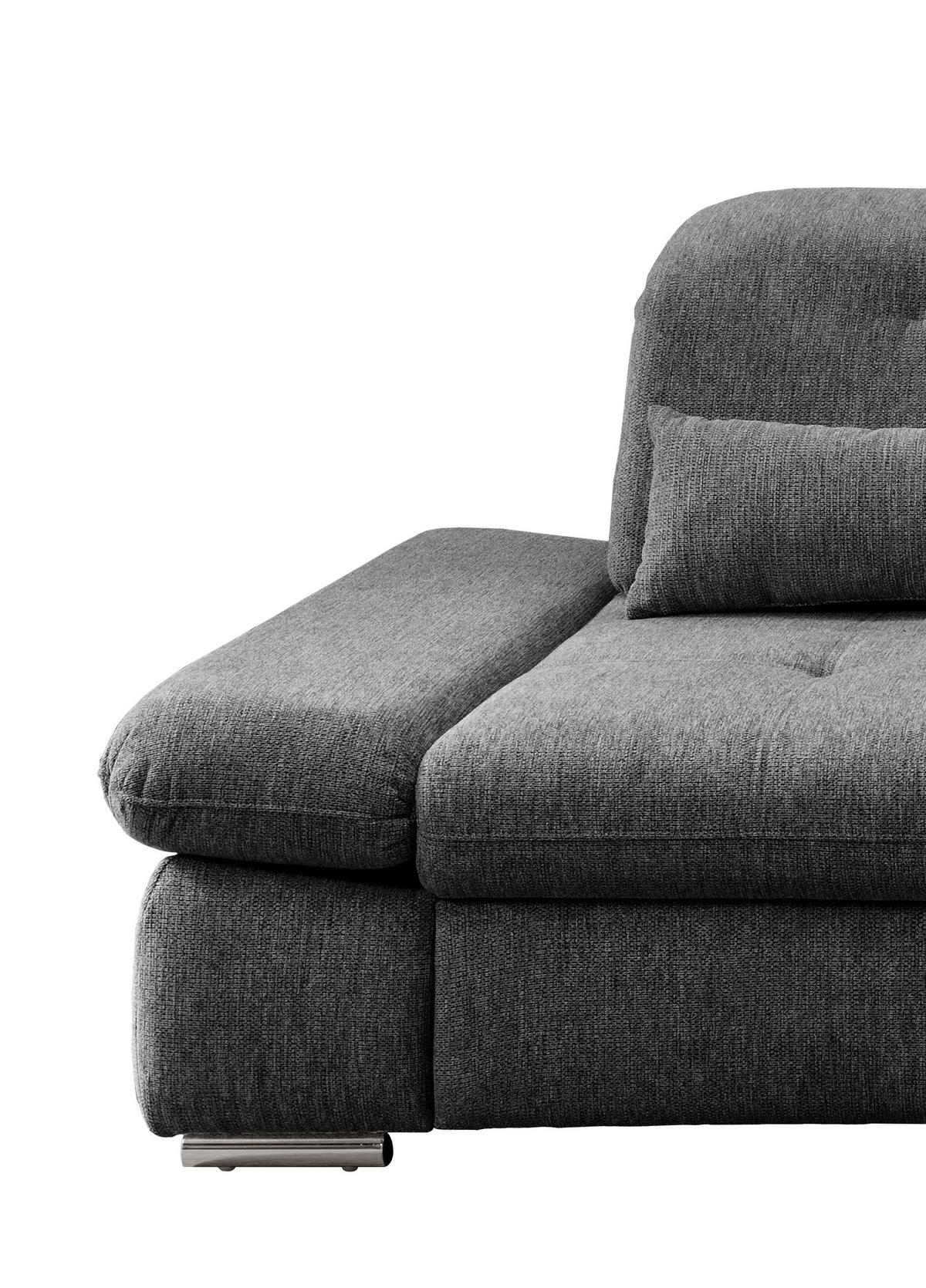 Ecksofa Dalida Anthrazit Chenille m. Bettkasten - Chromfarben/Anthrazit, Design, Textil/Metall (280/254cm) - Livetastic