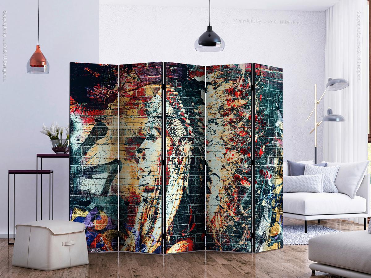 Paravan Urban Warrior I, 5-Delni, Dvostranski - večbarvno, Basics, tekstil/les (225/172/3cm) - artgeist