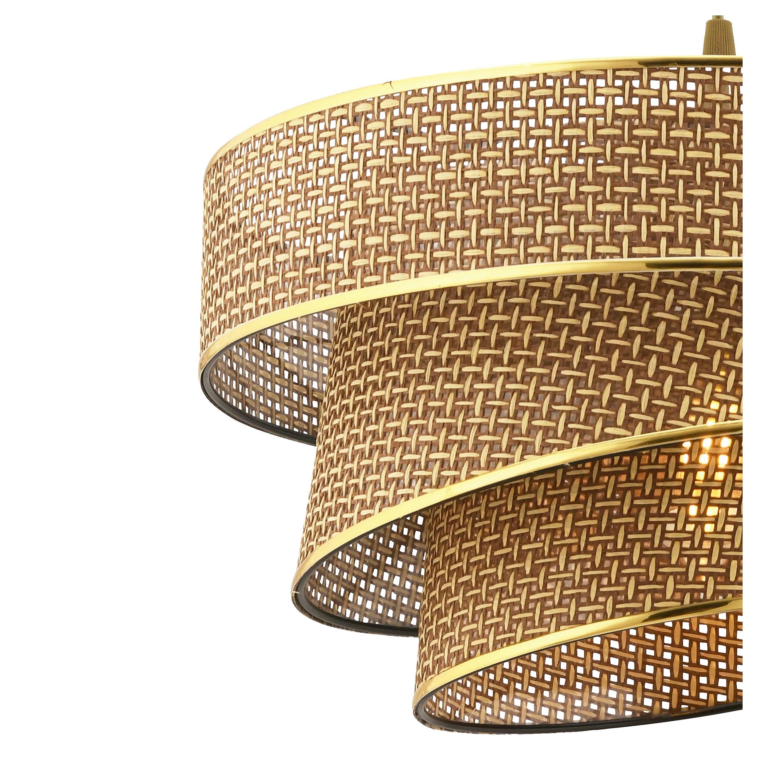 LAMPA WISZĄCA COUPER HAZERAN - BEIGE, GOLD - beżowy/kolor złoty, Design, metal/tkanina (40/72cm) - P & B