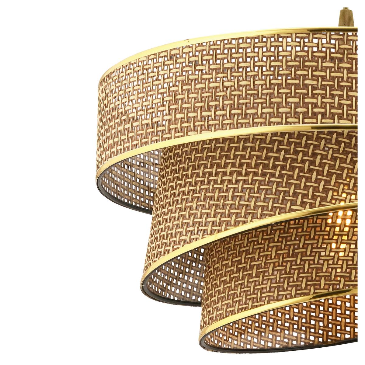LAMPA WISZĄCA COUPER HAZERAN - BEIGE, GOLD - beżowy/kolor złoty, Design, metal/tkanina (40/72cm) - P & B