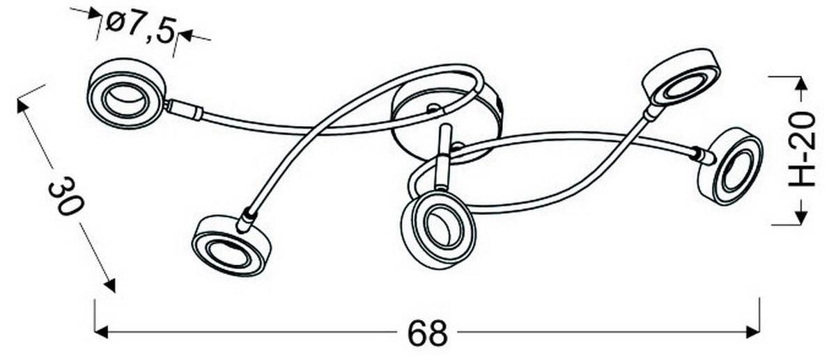 Led Stropna Svjetiljka Vinola - boje kroma, Design, metal/plastika (68/30/20cm)