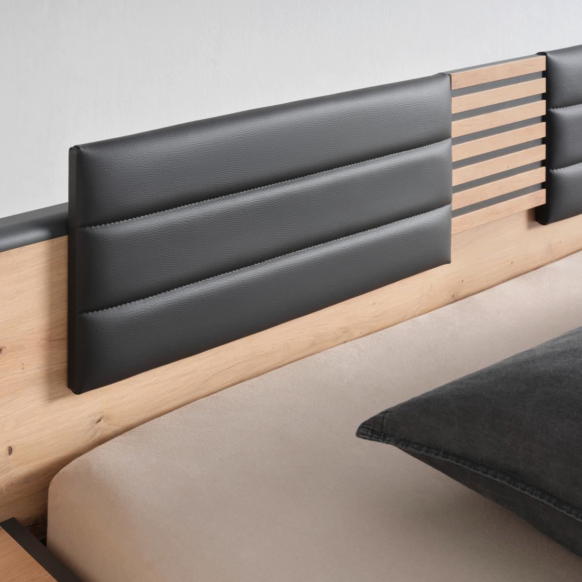 Bettanlage LEO ca. 180x200cm - Weiss/Graphitfarben, Konventionell, Holzwerkstoff/Textil (180/200cm) - Premium Living