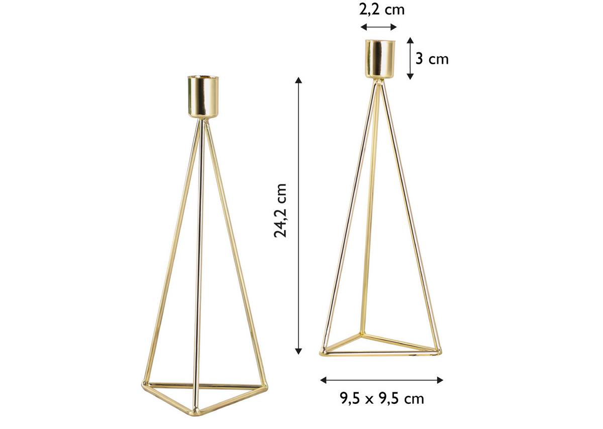 Kerzenhalter-Set Retro Design Goldfarben 2-teilig - Goldfarben, Basics, Metall (9,5/24,2cm) - Echtwerk