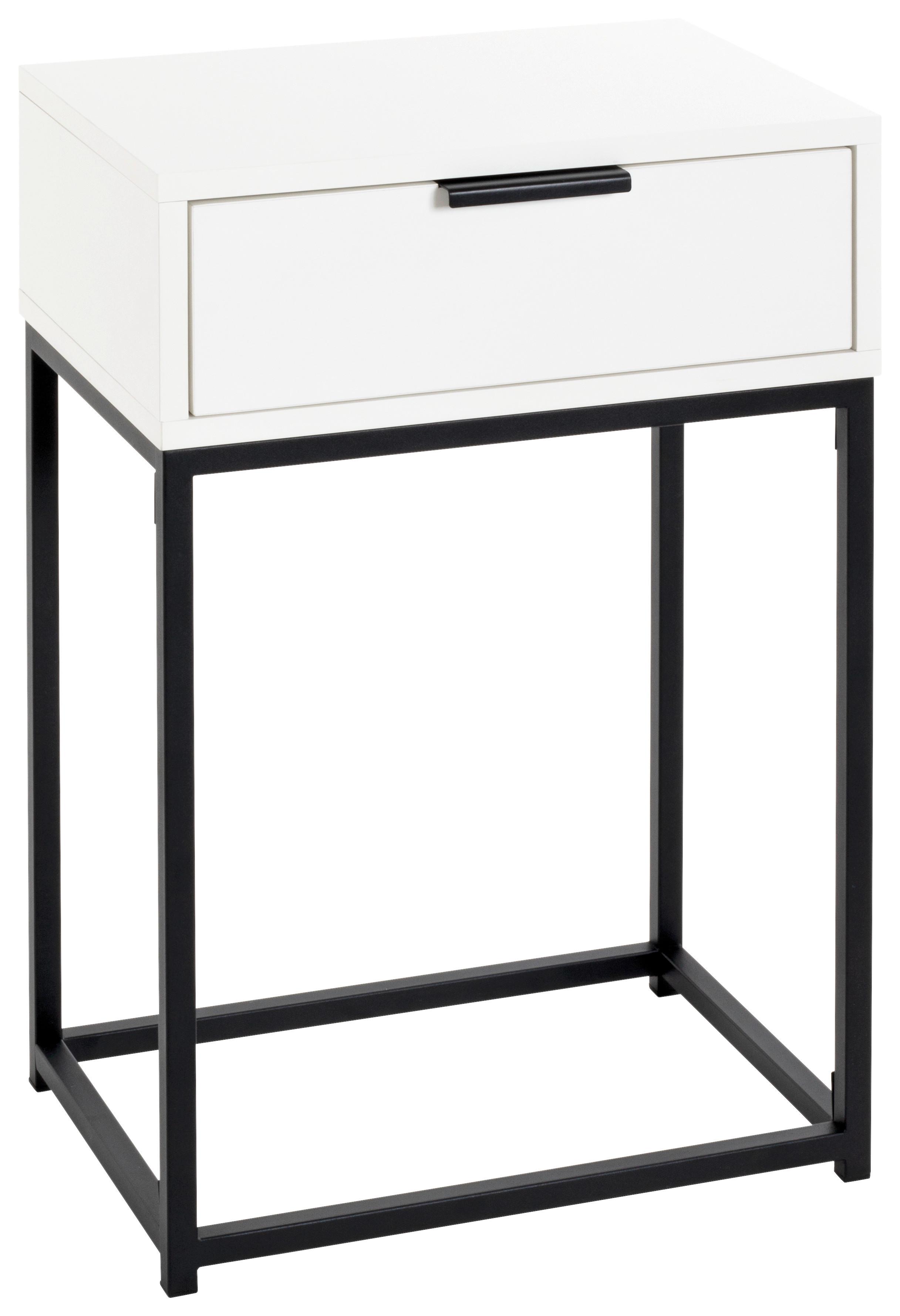 Nachtkästchen Ilva Schwarz/Weiß - Schwarz/Weiß, KONVENTIONELL, Holzwerkstoff/Metall (40/60/28cm) - Mömax