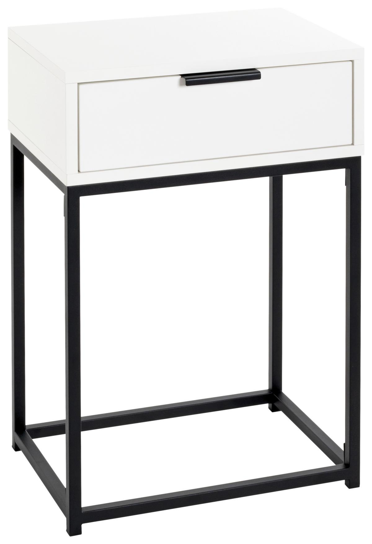 Nachtkästchen Ilva Schwarz/Weiß - Schwarz/Weiß, KONVENTIONELL, Holzwerkstoff/Metall (40/60/28cm) - Mömax