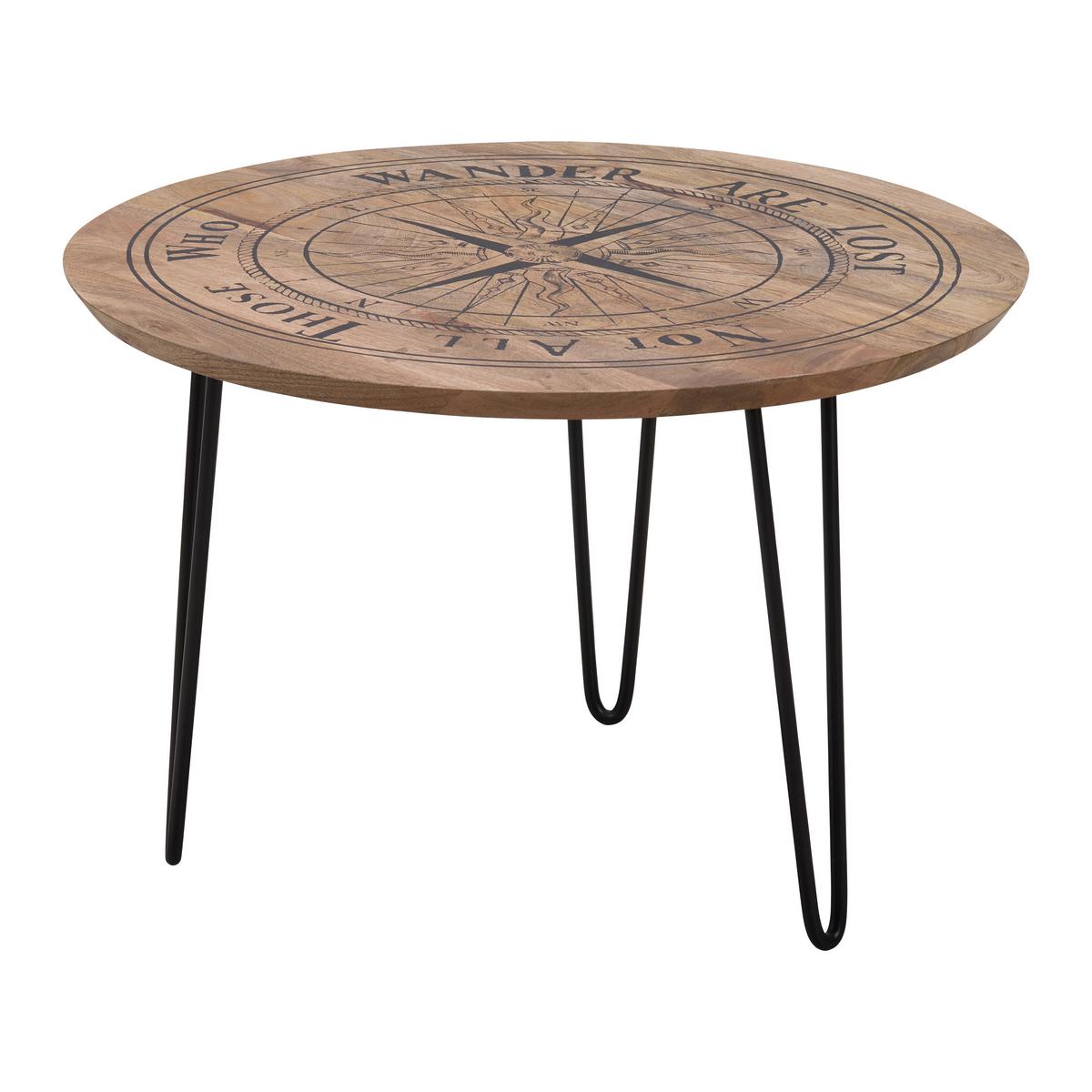 Couchtisch Nevis in Schwarz/Natur - Schwarz/Naturfarben, Natur, Holz/Metall (70/70/45cm) - Based