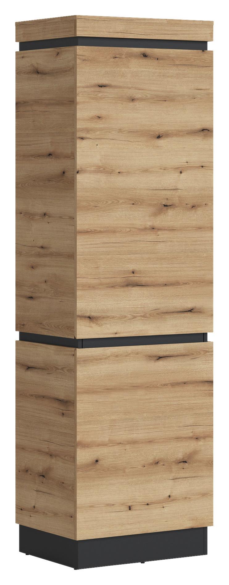Dulap pentru hol CORTE - culoare lemn stejar/gri, Trend, material pe bază de lemn (60,1/200,5/45cm) - Modern Living