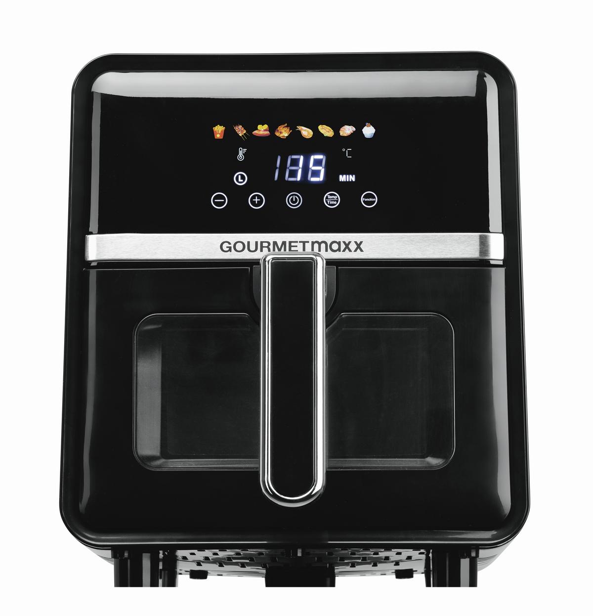 FRYTKOWNICA BEZTŁUSZCZOWA 16539 - kolor srebrny/czarny, Basics, tworzywo sztuczne/metal (36,5/25/30cm) - GOURMETMAXX