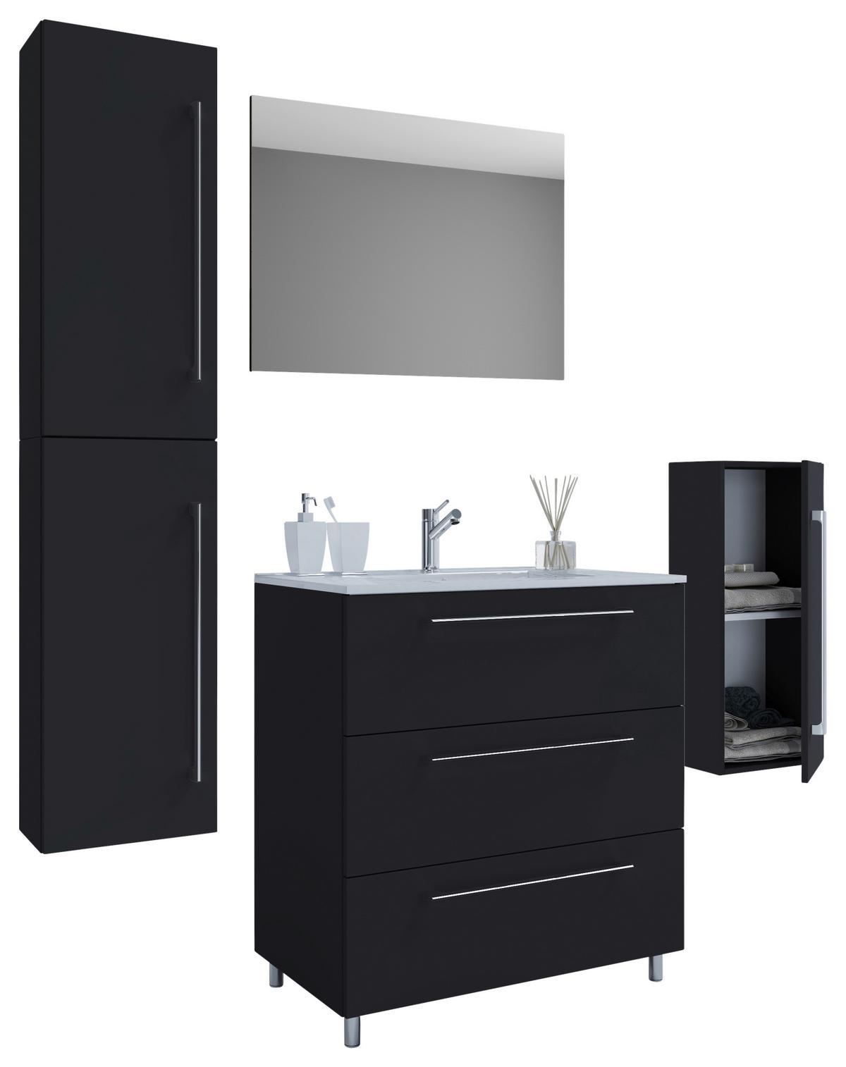 Kopalnica Schubo, Črna - črna/bela, Moderno, kovina/leseni material (126cm) - MID.YOU