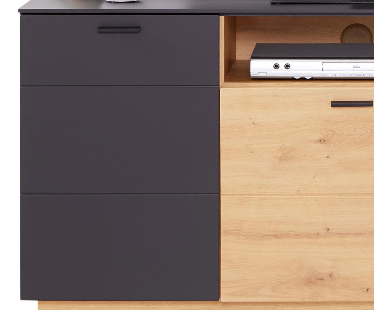 Tv-element Tonale, Barva Hrasta, Temno Siva - siva/črna, Moderno, umetna masa/leseni material (146,8/68,6/40cm) - Mömax