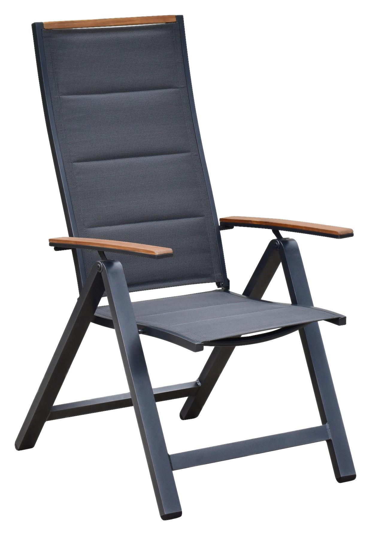 GARTENKLAPPSESSEL VERONA - Graphitfarben/Grau, MODERN, Kunststoff/Metall (59,5/115,5/74cm) - Gardenson