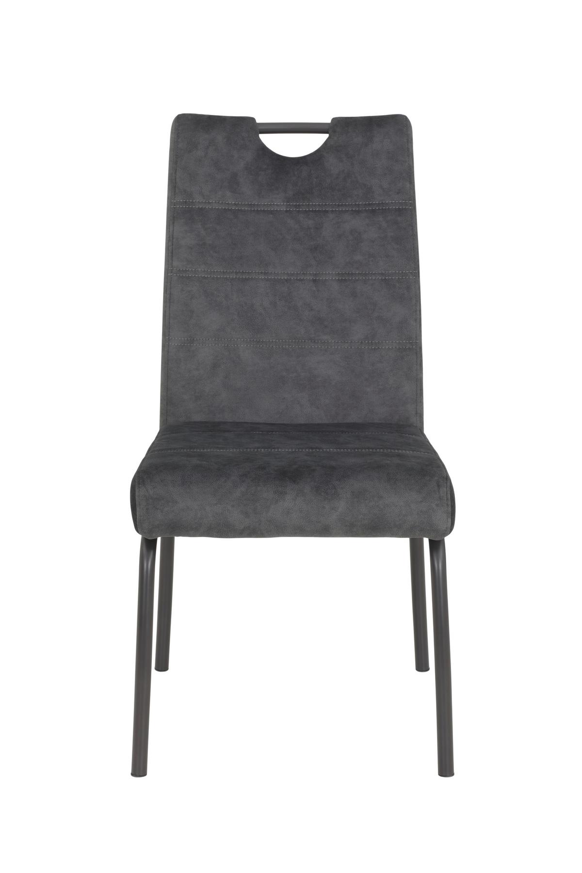 STUHL-SET EVELYN I S 2ER-SET - Anthrazit/Grau, MODERN, Textil/Metall (50/97/62cm) - MID.YOU