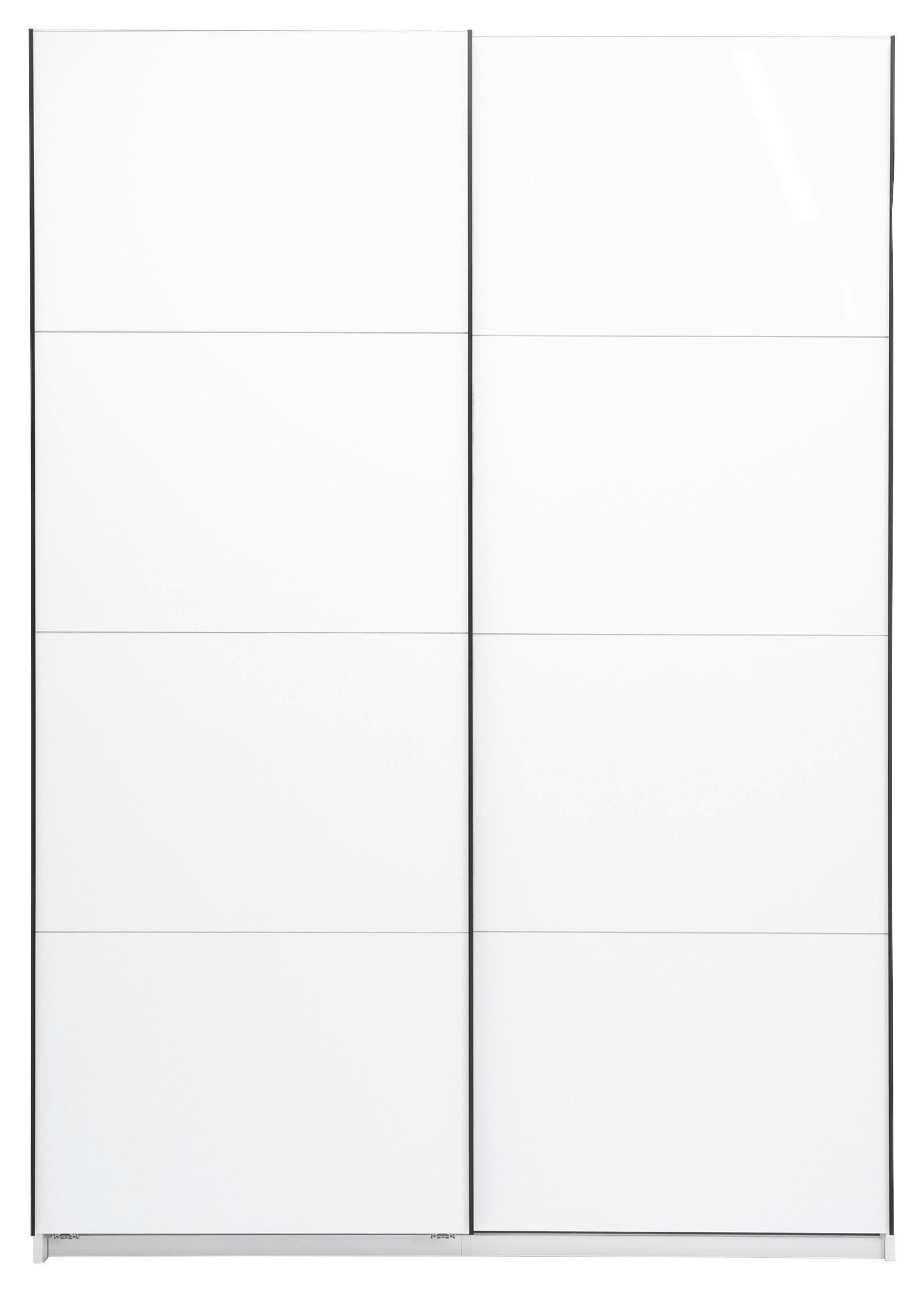 GARDEROB MED SKJUTDÖRRAR FAMILY -BASED- - vit/vit högglans, Modern, metall/trämaterial (150/212/62cm) - Based