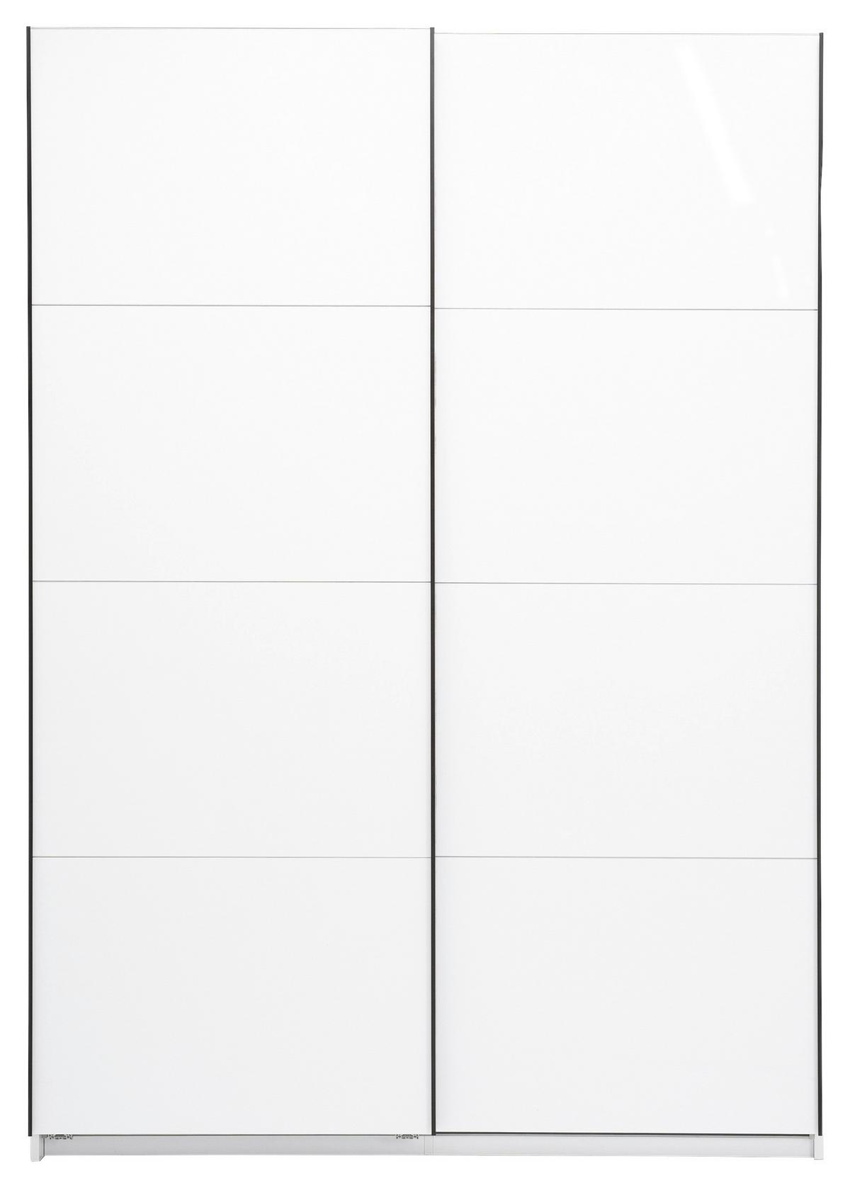 Schwebetürenschrank Family Weiß - Weiß Hochglanz/Schwarz, MODERN, Holzwerkstoff/Metall (150/212/62cm) - Mömax