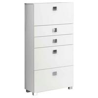 Midischrank "Quadra" , weiß - Chromfarben/Weiß, MODERN, Holzwerkstoff/Metall (65,0/133,5/34,5cm) - MID.YOU