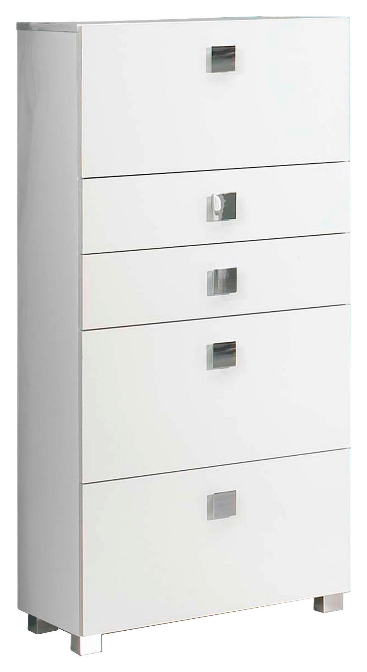 Midischrank "Quadra" , weiß - Chromfarben/Weiß, MODERN, Holzwerkstoff/Metall (65,0/133,5/34,5cm) - MID.YOU