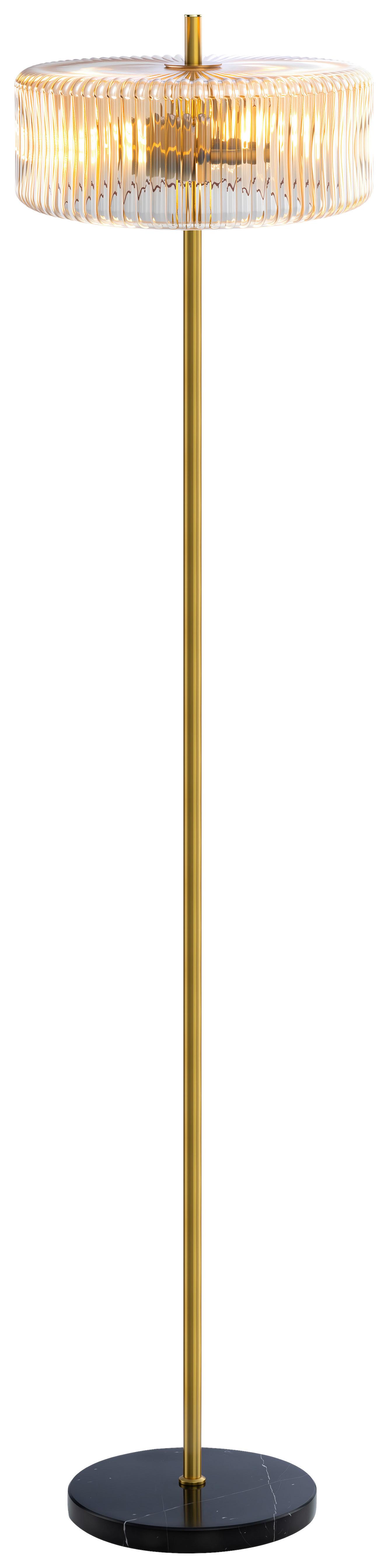 LAMPA STOJĄCA VALENTINA - kolor bursztynowy/kolor złoty, Trend, metal/szkło (30/145cm) - Collett's Monde