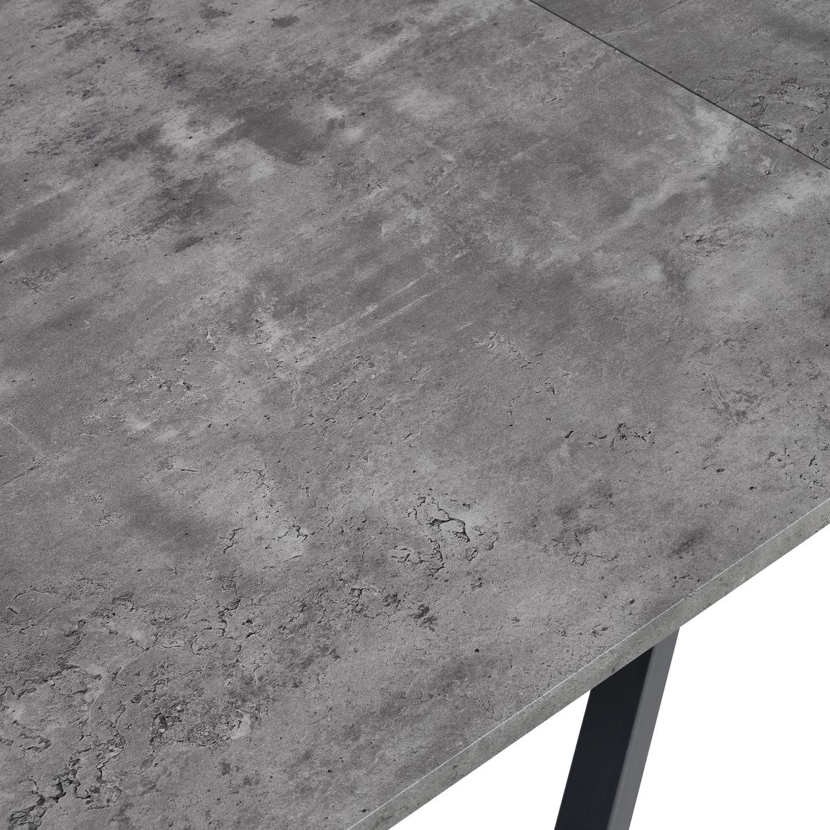 Jedilna Miza Leif, Videz Betona, 160-200x90 Cm - siva/črna, Konvencionalno, kovina/leseni material (160-200/90/76cm) - MID.YOU