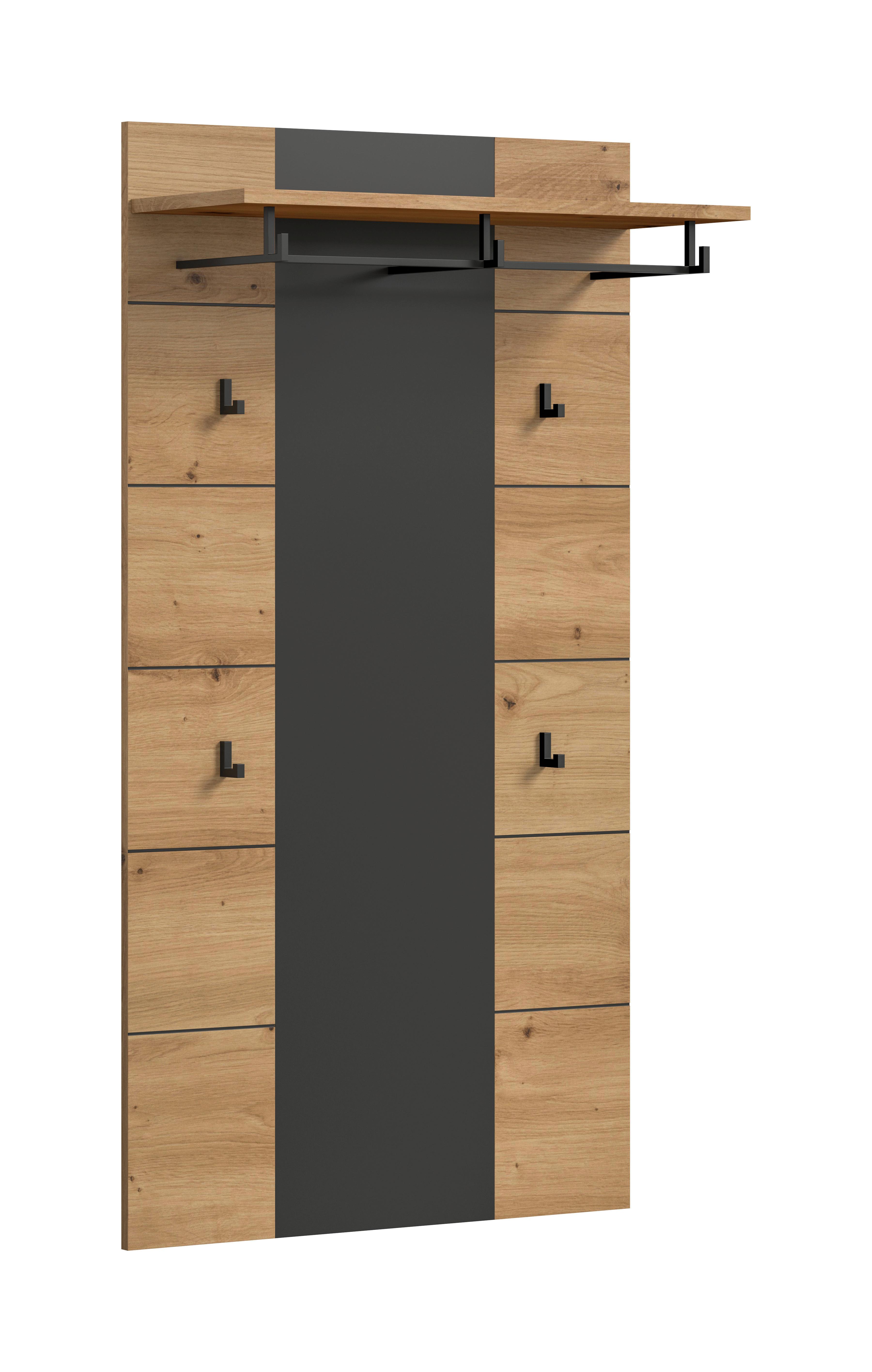 Garderobni Panel Canu, Siva, Barva Hrasta - hrast artisan, Design, leseni material (80/145/29cm) - Livetastic