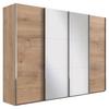 Ormar S Kliznim Vratima Level 36a - boje hrasta/boje kroma, Basics, staklo/drvni materijal (350/216/65cm) - Modern Living