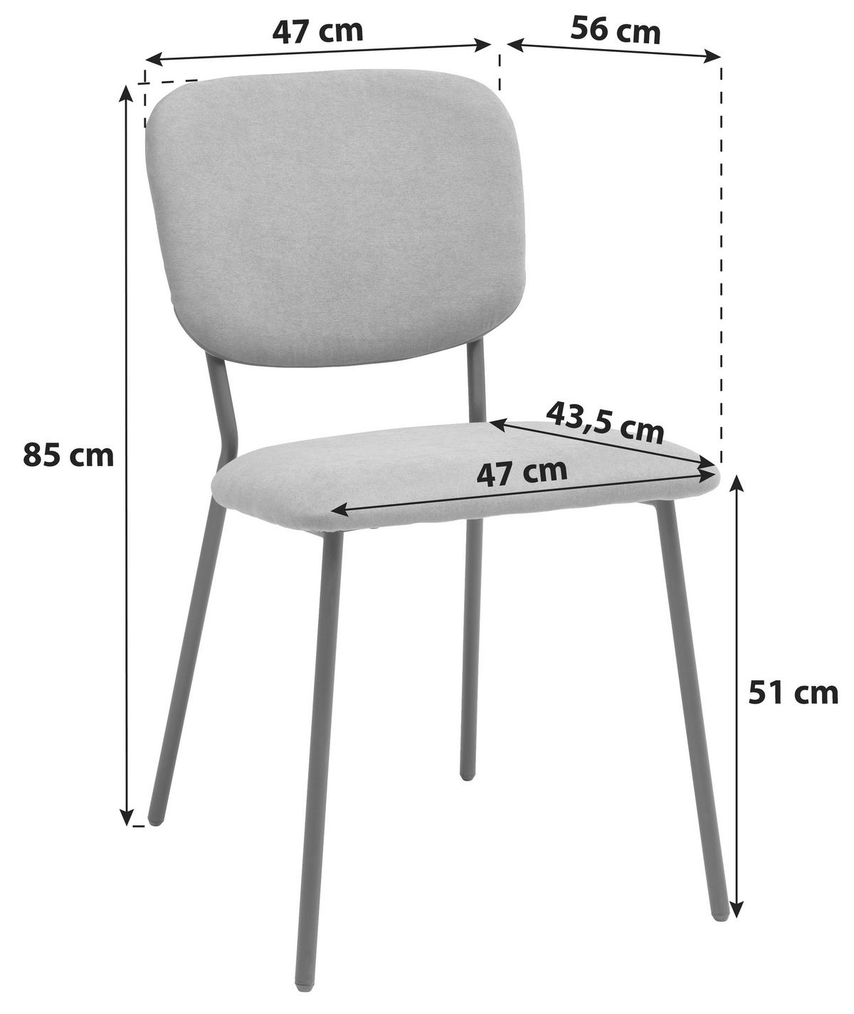 Scaun Gaia - negru/gri, Konventionell, lemn/metal (47/85/56cm)