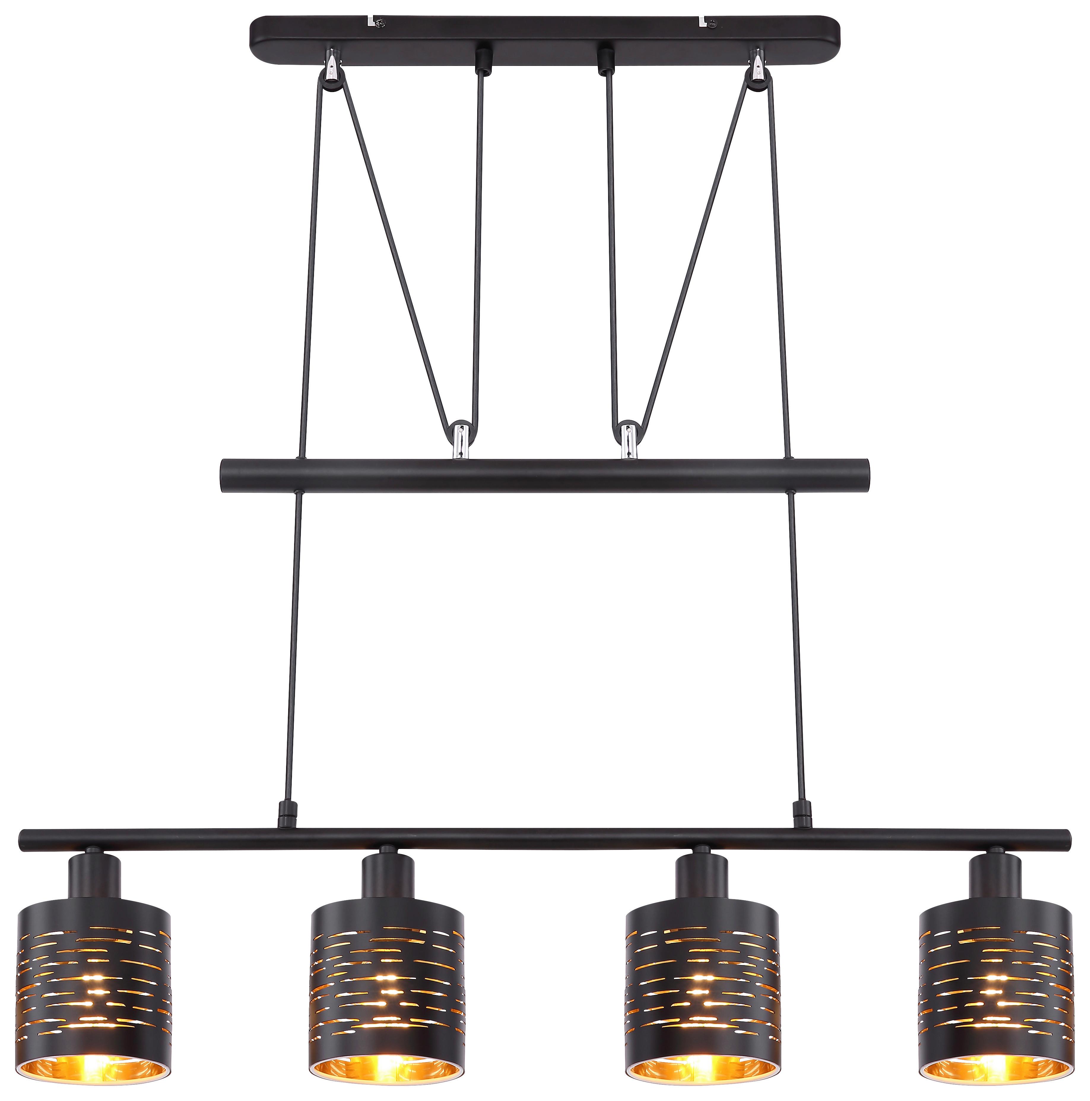 Hängeleuchte Tunno max. 15 Watt - Goldfarben/Schwarz, Design, Kunststoff/Metall (70/10/180cm) - Globo