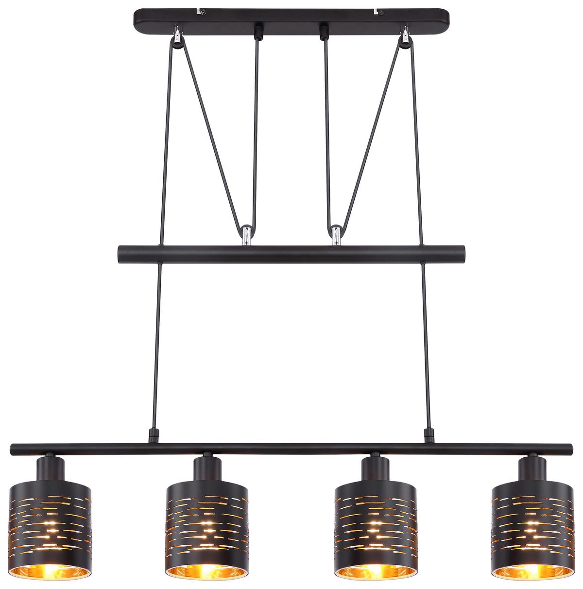 Hängeleuchte Tunno max. 15 Watt - Goldfarben/Schwarz, Design, Kunststoff/Metall (70/10/180cm) - Globo