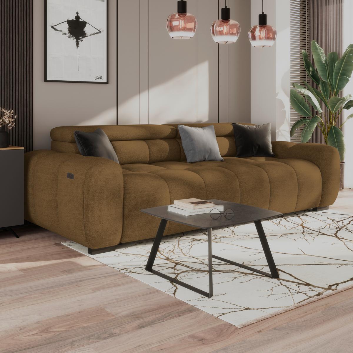Velika Sofa Bull - smeđa/crna, Trend, tekstil/plastika (248/77-97/108cm) - Luca Bessoni