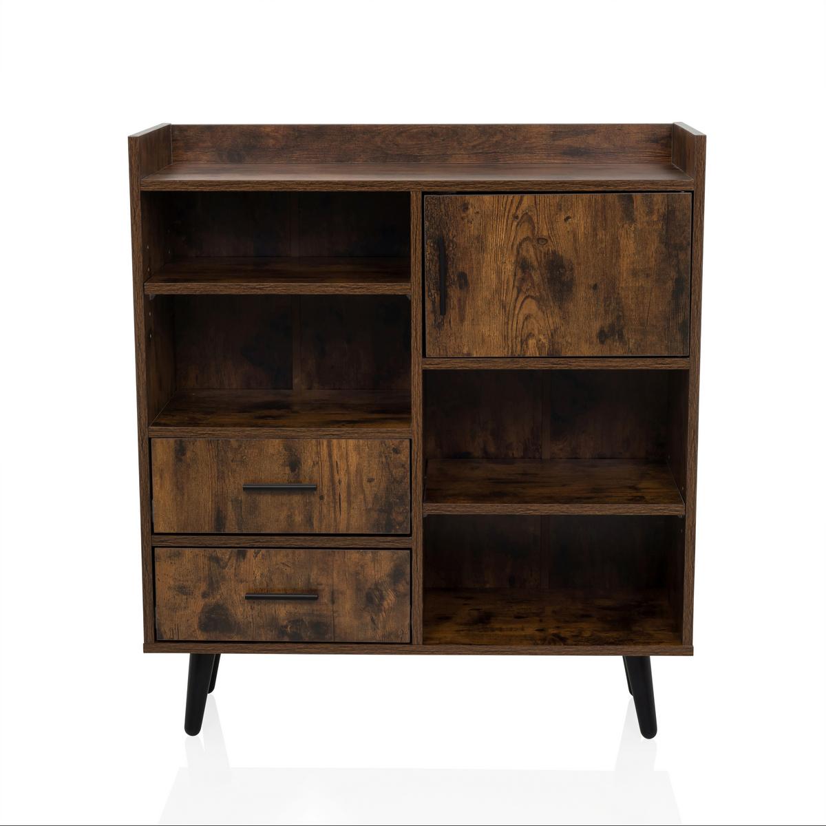 Komoda Myrdal, Rjava, Črna - črna/rjava, Moderno, kovina/leseni material (80/90/30cm) - MID.YOU