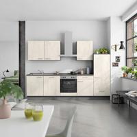 Küchenblock Riva Low m. Geräten Weiß - Schieferfarben/Edelstahlfarben, MODERN, Holzwerkstoff/Metall (300cm) - Nobilia