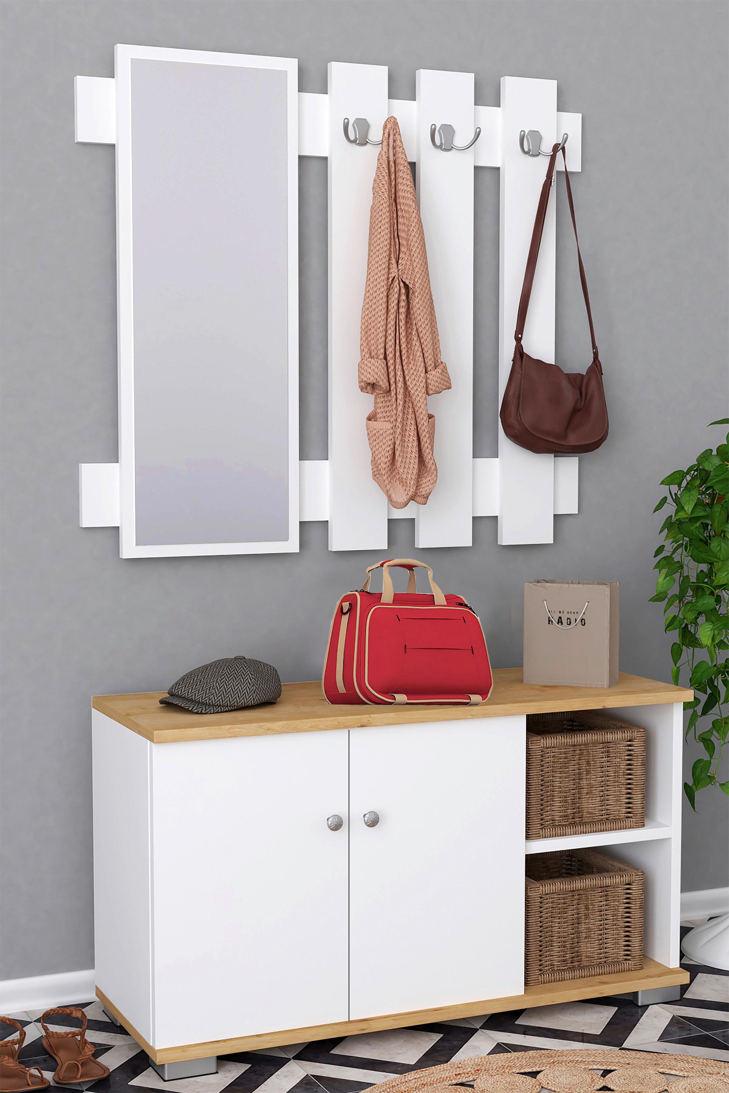 Predsoba Gados, Bela, Hrast - bela/medeni hrast, Moderno, leseni material (90/132/33cm) - MID.YOU